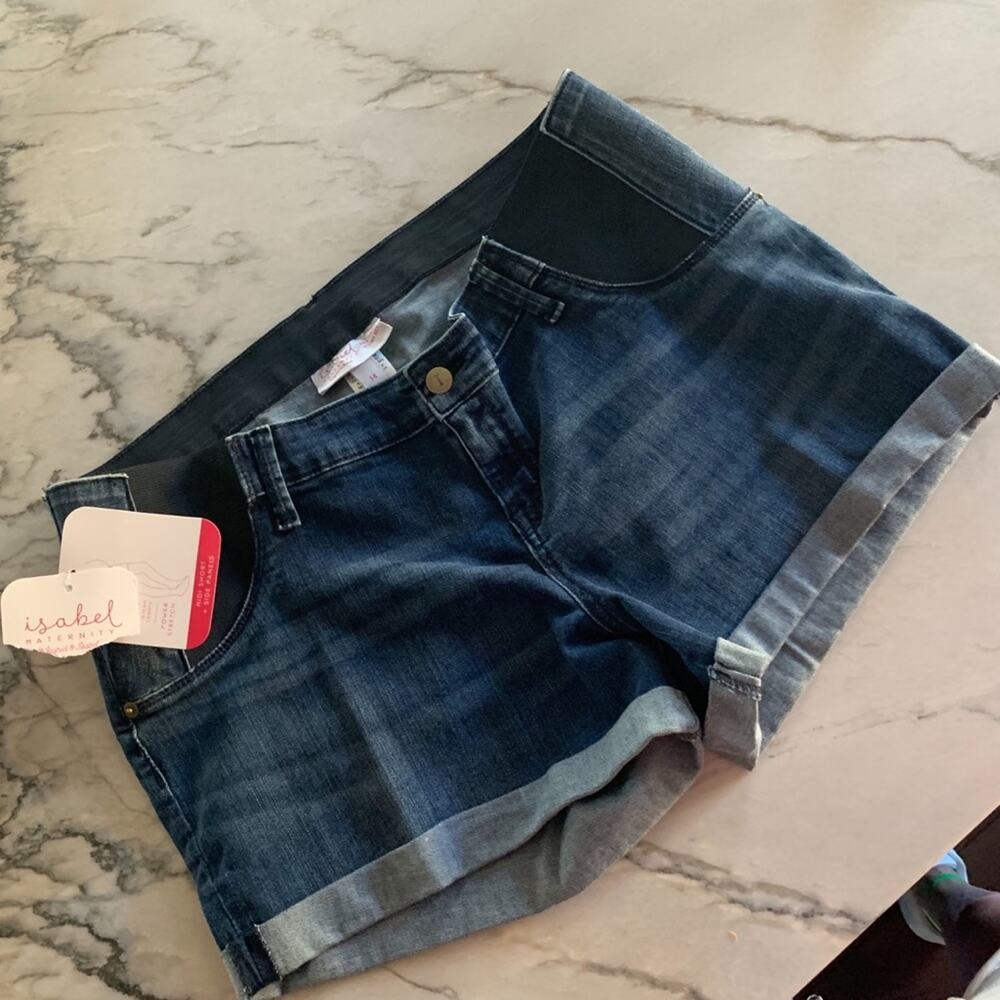 NWT Isabel Maternity Midi Jean Shorts size 14